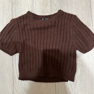 Brown Ribbed Knit top